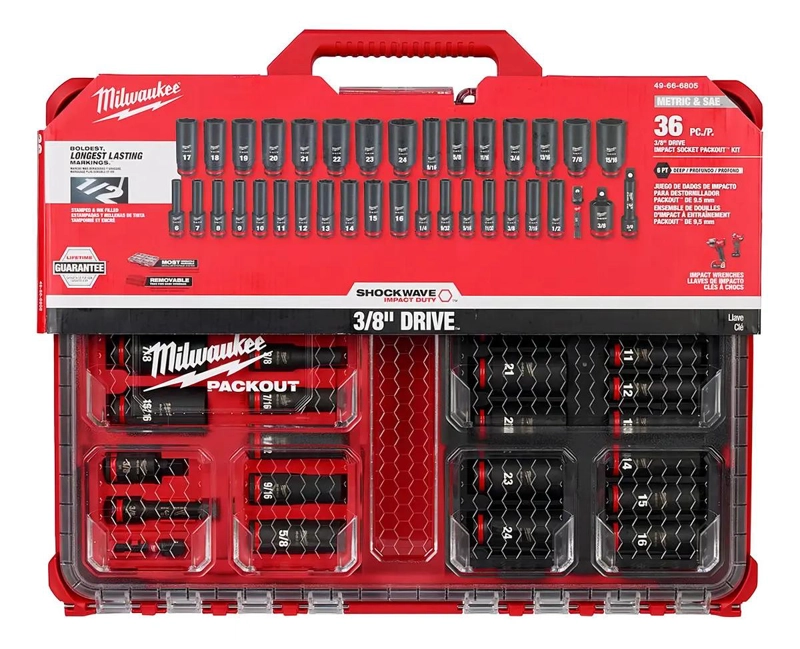 JUEGO DE DADOS DE IMPACTO 36 PIEZAS 3/8 MM - 4