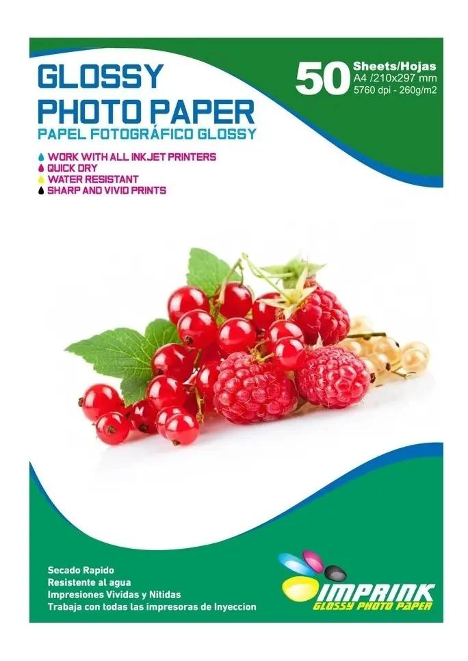 PAPEL FOTOGRAFICO GLOSSY BRILLANTE A4 260GR 100 HOJAS - 1