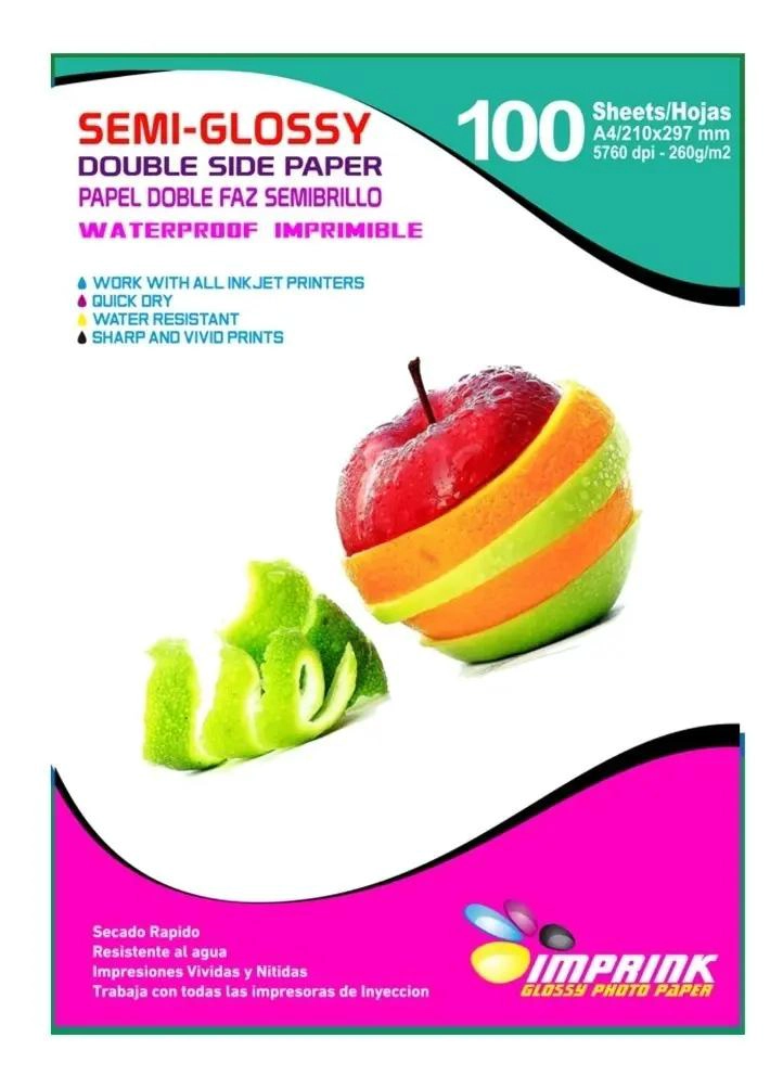 PAPEL FOTOGRAFICO DOBLE FAZ SEMI-GLOSSY A4 260GR 100 HS - 1