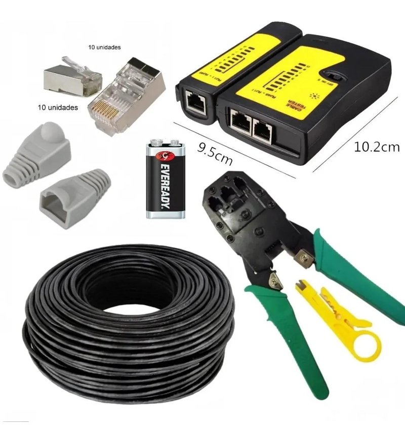 PACK CRIMP RJ45 CAT6 CON CABLE 50M Y TESTER - 2