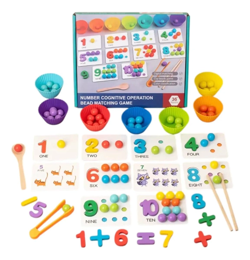 JUGUETE EDUCATIVO DE MADERA PARA MATEMATICAS Y CONTEO - 1