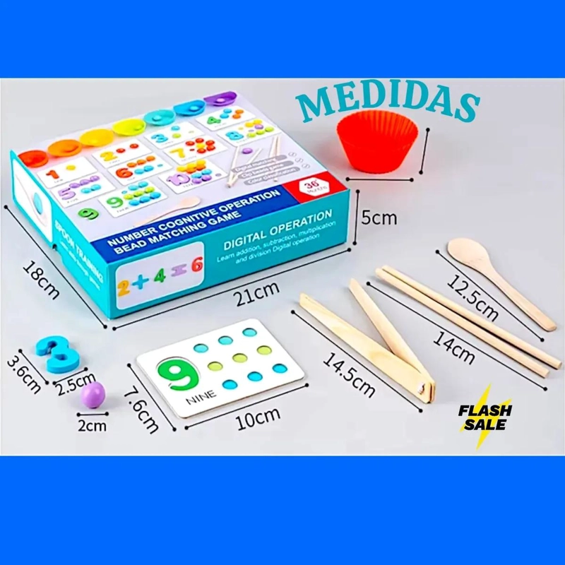 JUGUETE EDUCATIVO DE MADERA PARA MATEMATICAS Y CONTEO - 2