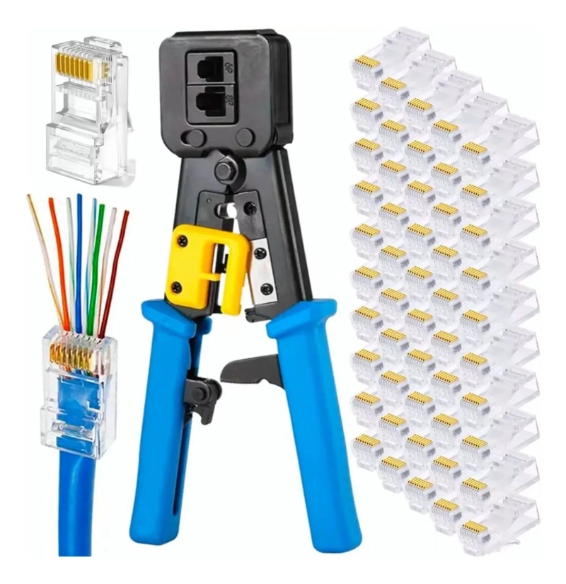 CRIMPEADORA PARA CONECTORES RJ45 Y CAT6 CON PRENSA ANTICR - 1