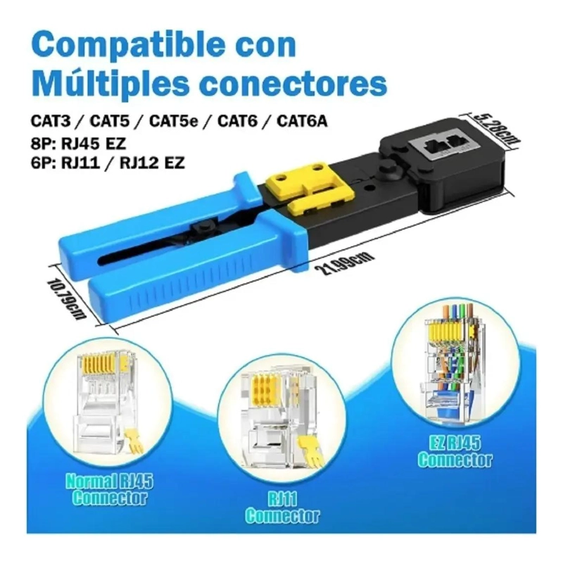 CRIMPEADORA PARA CONECTORES RJ45 Y CAT6 CON PRENSA ANTICR - 3