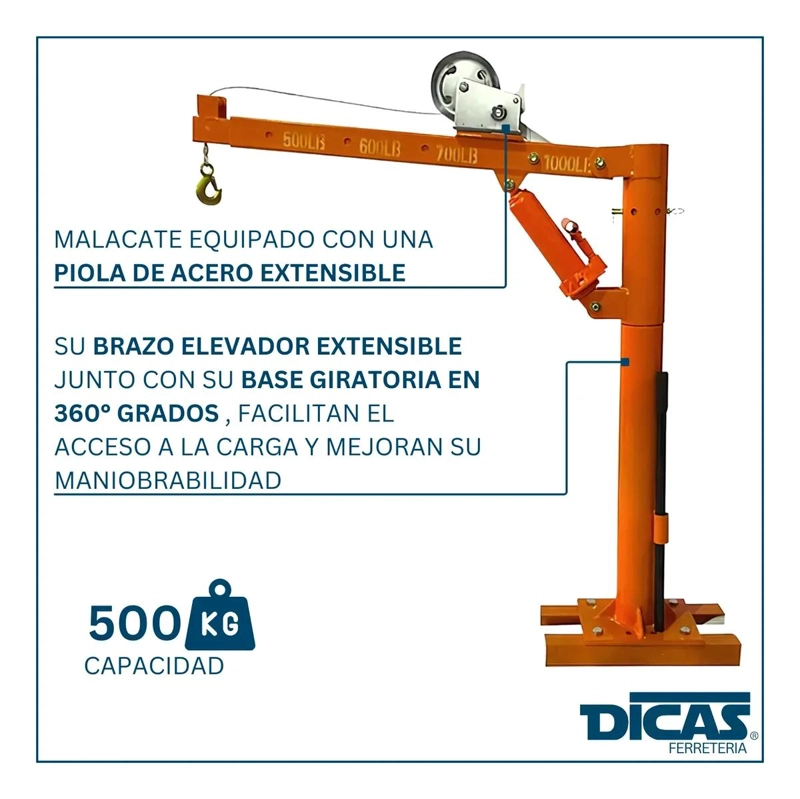 TECLE PLUMA PARA CAMIONETA PICK UP 500 KG - 4