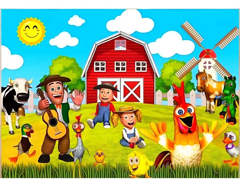 FONDO DECORATIVO CUMPLEAÑOS LA GRANJA 100X150CM - 1