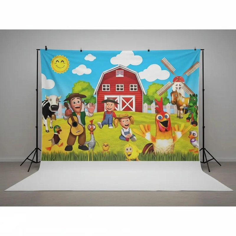 FONDO DECORATIVO CUMPLEAÑOS LA GRANJA 100X150CM - 3