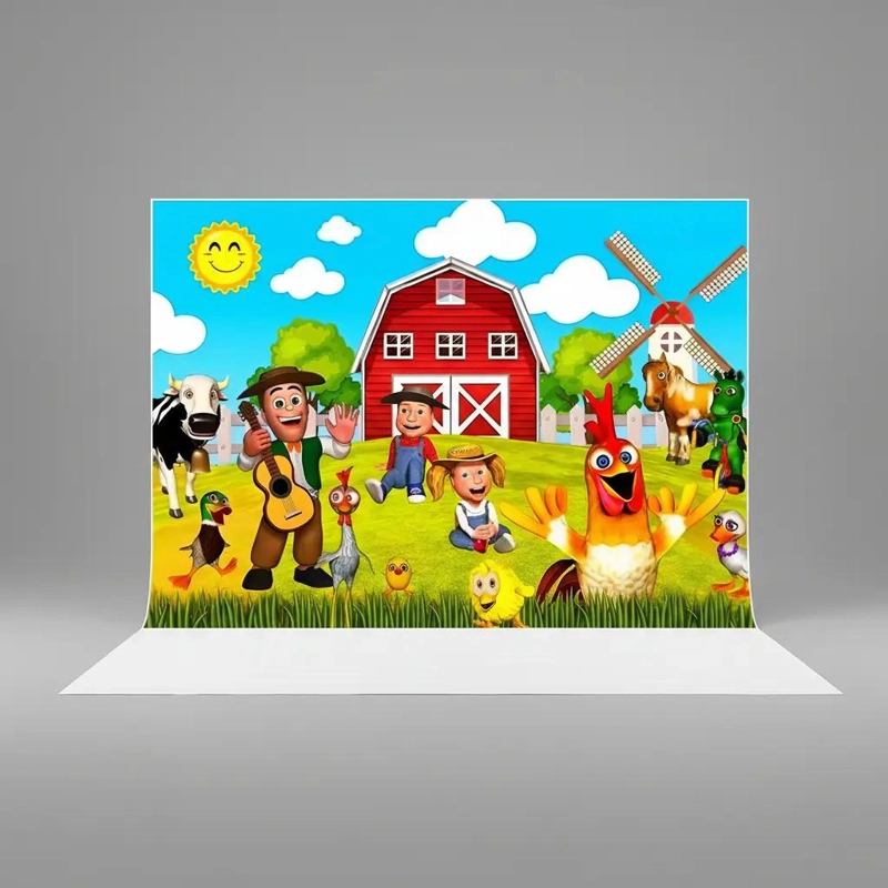 FONDO DECORATIVO CUMPLEAÑOS LA GRANJA 100X150CM - 5