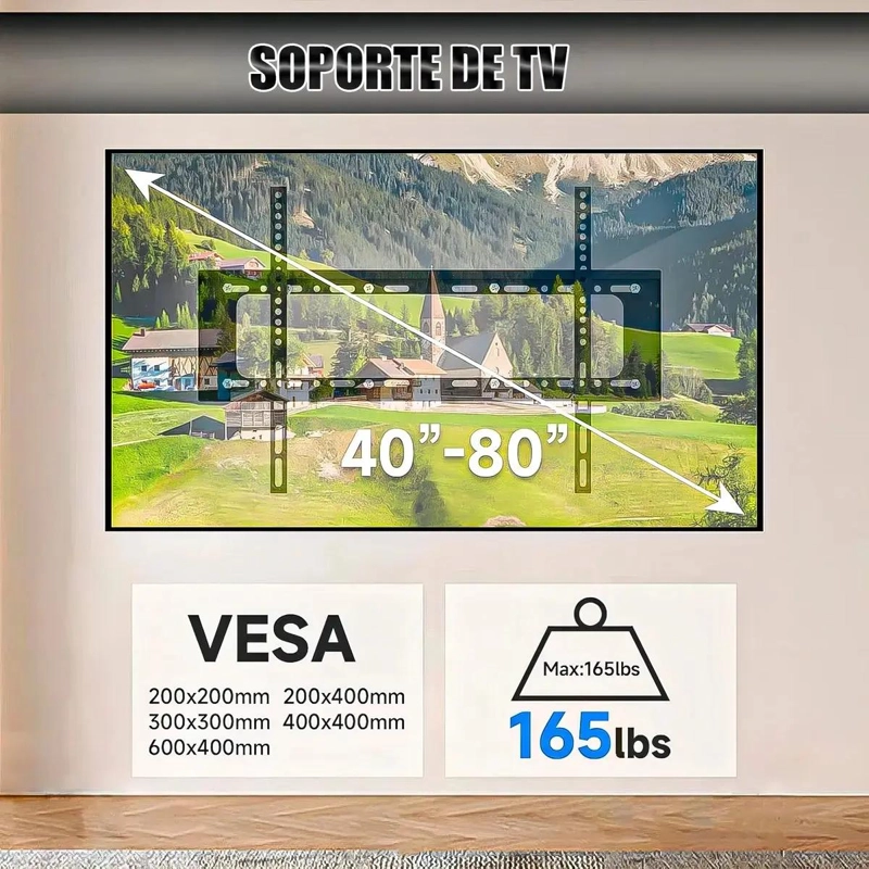 SOPORTE DE PARED PARA TV 40-85' CAPACIDAD 75KG - 4