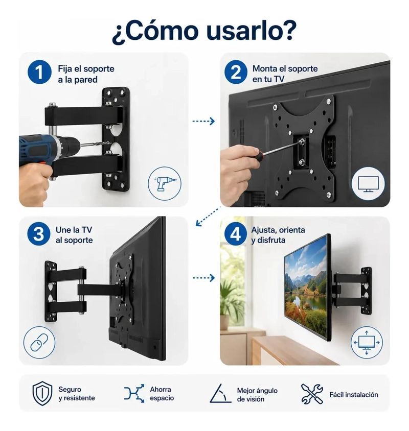 SOPORTE DE PARED ARTICULADO PARA TV 17-42 PULGADAS - 4