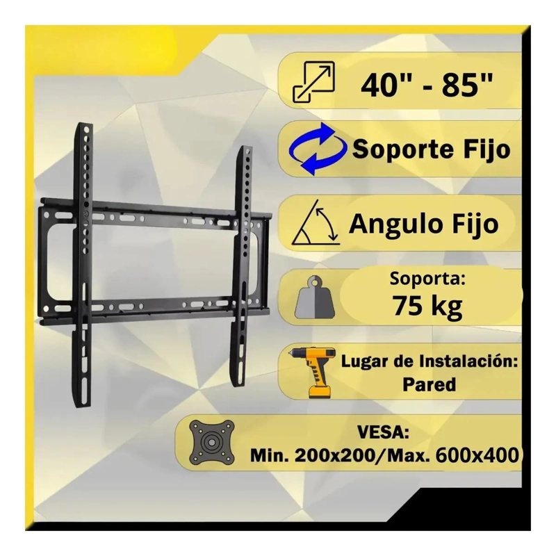 SOPORTE DE PARED PARA TV 40-85' CAPACIDAD 75KG - 2
