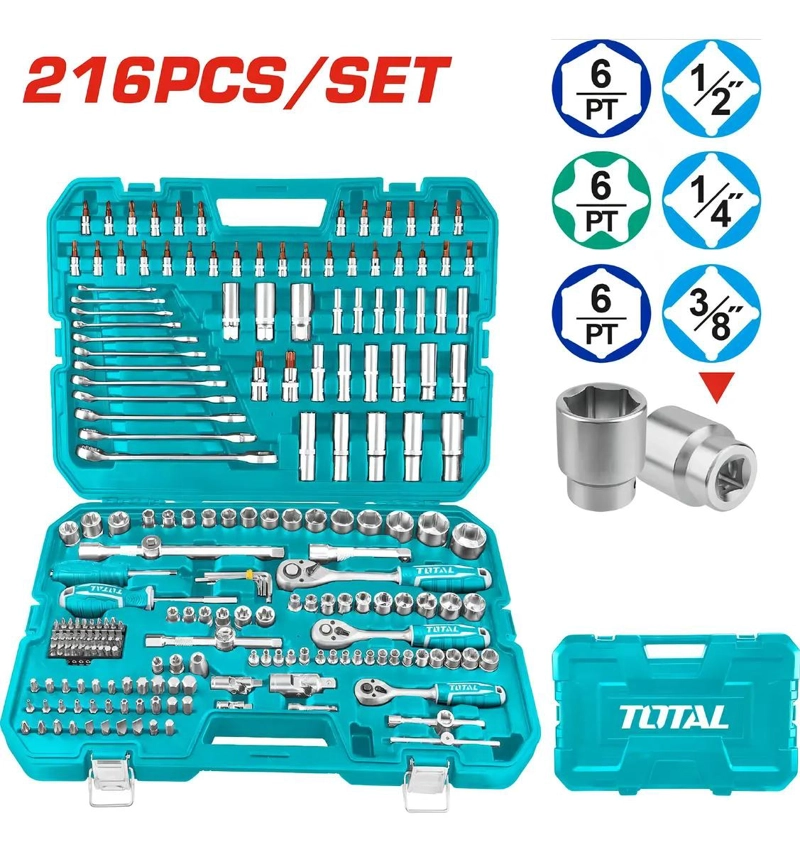 SET DE HERRAMIENTAS 216 PIEZAS CON LLAVES, CRIQUE Y DADOS - 2