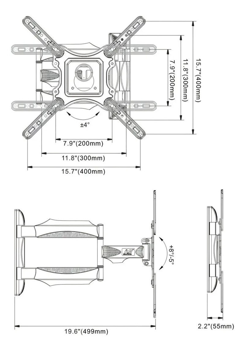 SOPORTE PARA TV DE 32 A 60 PULGADAS NORTH BAYOU P4 - 5