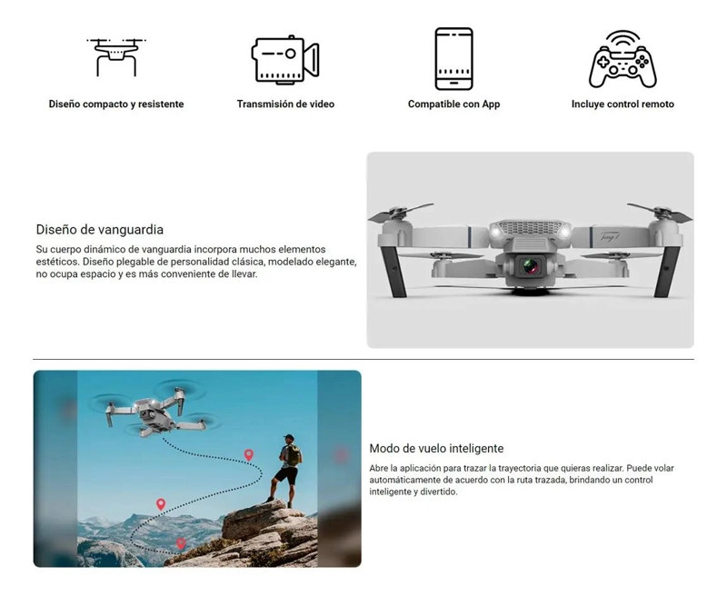 DRONE CON CAMARA DUAL HD Y WIFI CON 3 BATERIAS - 3