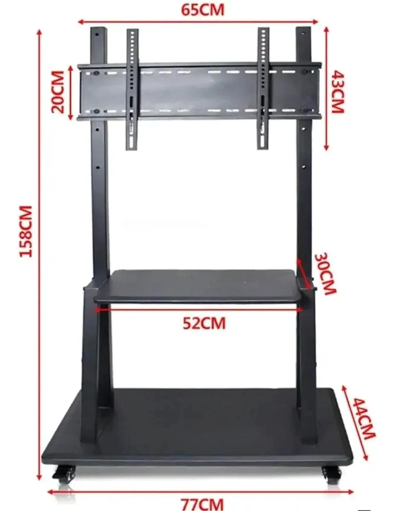 SOPORTE MOVIL PARA TV CON RUEDAS Y ESTANTES AJUSTABLES - 2