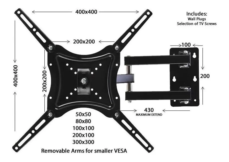 BASE SOPORTE PARA TV DE 14 A 55 PULGADAS HASTA 50KG - 4