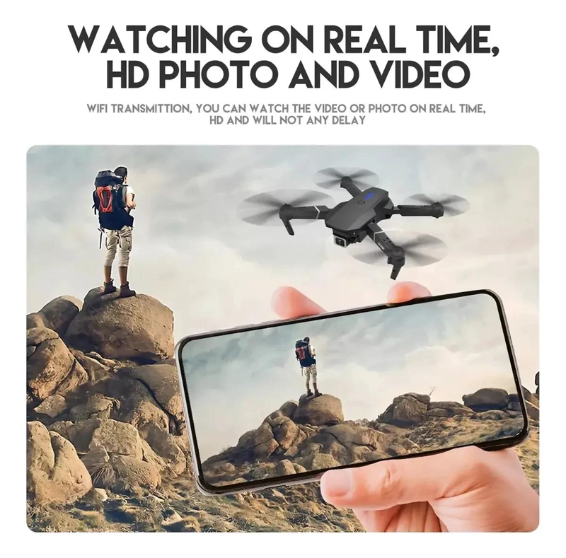 DRONE E88 CON DOBLE CAMARA HD Y CONTROL 2.4GHZ - 5