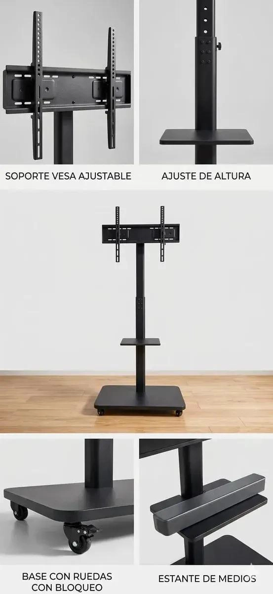 SOPORTE MOVIL PARA TV DE MADERA CON RUEDAS 32-70' - 2