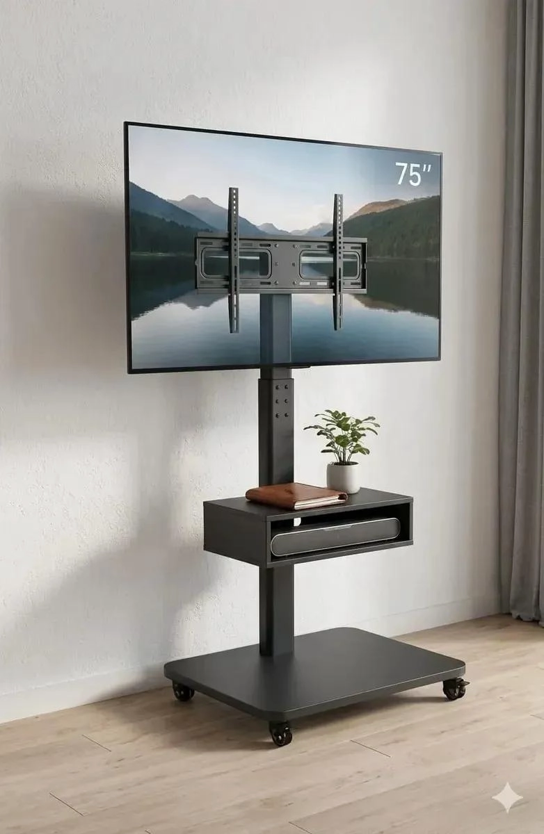 SOPORTE MOVIL PARA TV DE MADERA CON RUEDAS 32-70' - 4