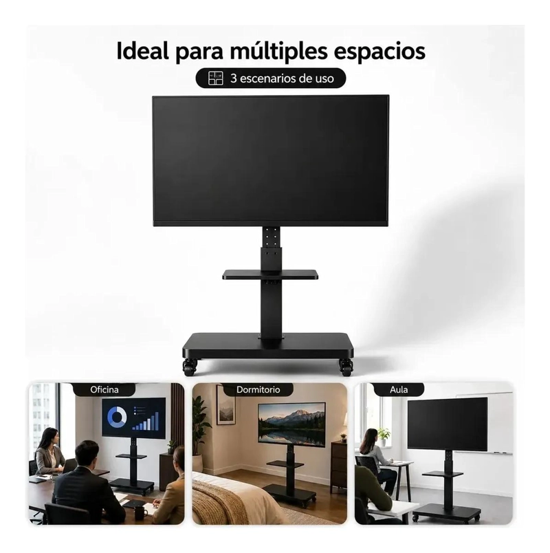 SOPORTE MOVIL PARA TV DE MADERA CON RUEDAS 32-70' - 5