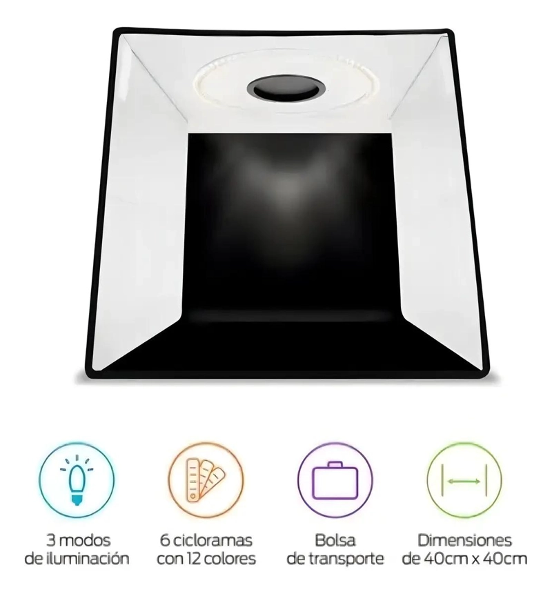 ESTUDIO FOTOGRAFICO PORTATIL 40X40 CM CAJA DE LUZ - 3