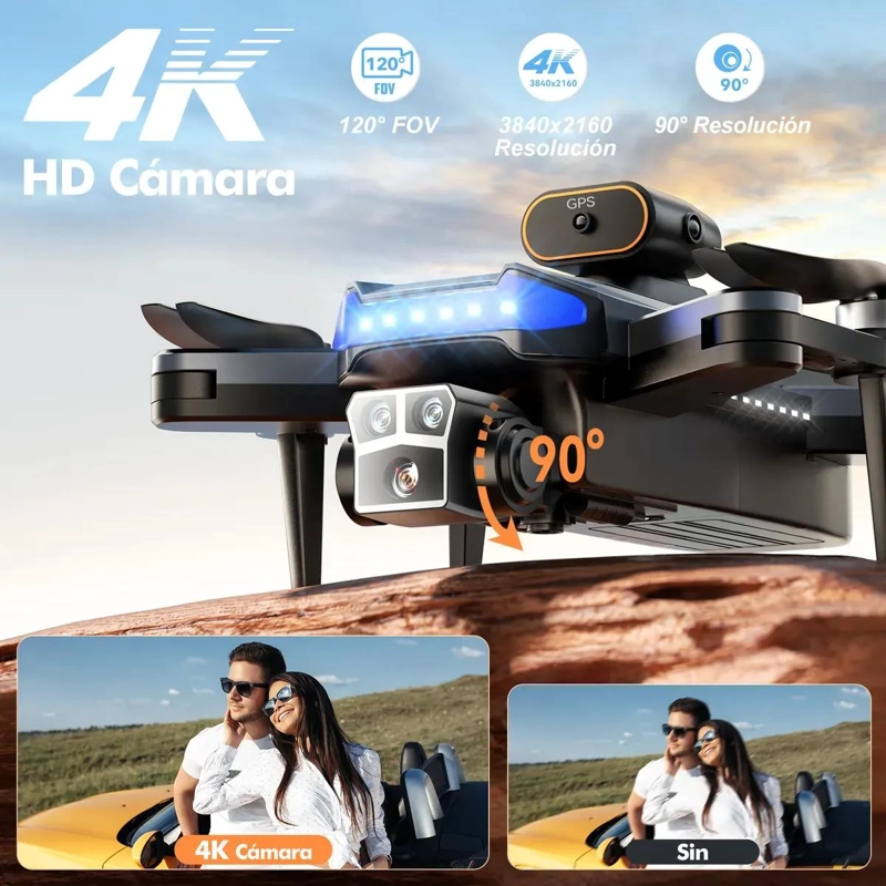 DRON PROFESIONAL 4K CON 3 CAMARAS HD Y GPS 5GHZ - 5