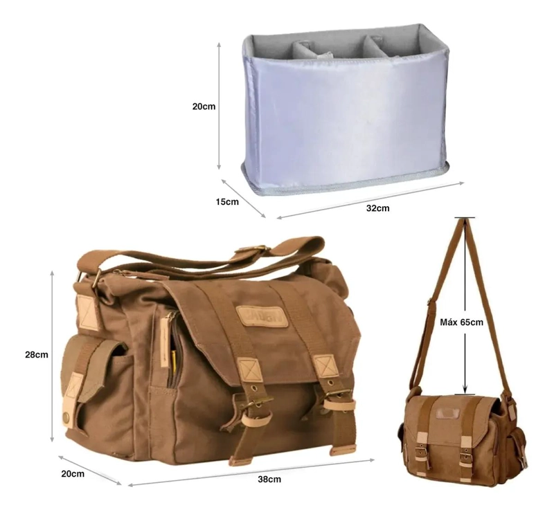 BOLSO PARA CAMARA DSLR CON COMPARTIMENTOS PARA LENTES Y 3 - 5