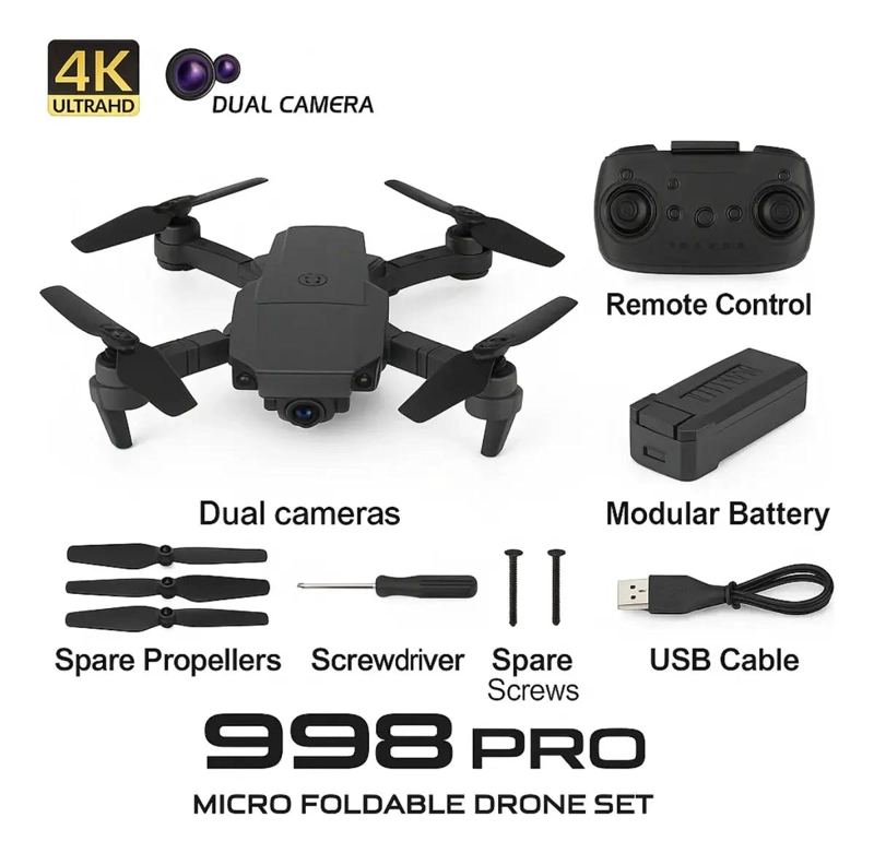 DRONE CON CAMARA DUAL 4K Y CONEXION WIFI 2.4GHZ - 4
