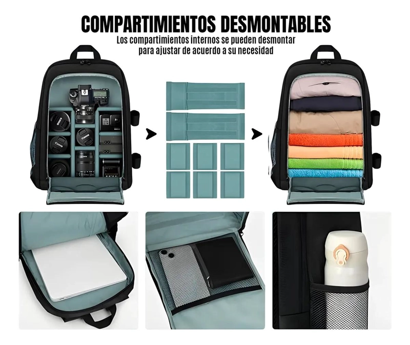 BOLSO MOCHILA PARA FOTOGRAFOS CON COMPARTIMENTOS PARA CAM - 5
