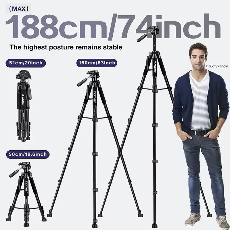 TRIPODE PROFESIONAL PARA CAMARA ZOMEI Q188 NEGRO - 3