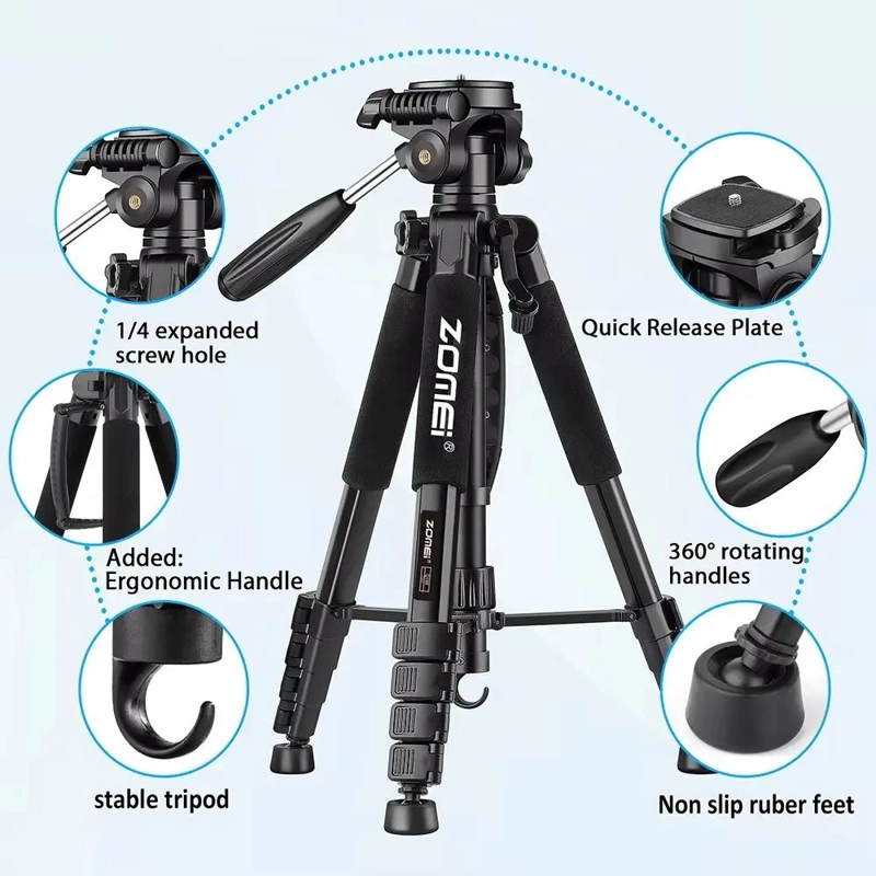 TRIPODE PROFESIONAL PARA CAMARA ZOMEI Q188 NEGRO - 5