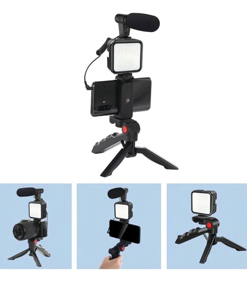 KIT VLOGGER CON LUZ LED Y MICROFONO UNIDIRECCIONAL - 2