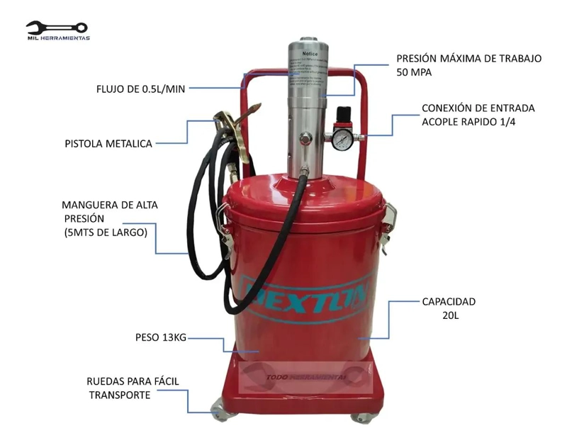 GRASERA NEUMATICA 20 LITROS PARA TRASVASE - 2