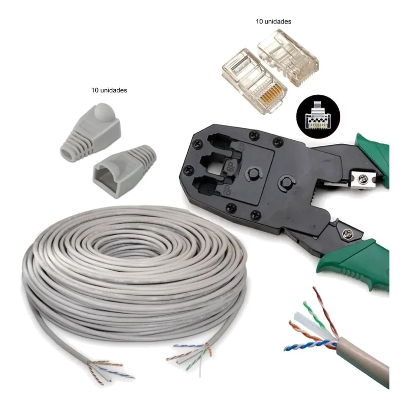 KIT CRIMPEADORA RJ45 CON CABLE UTP CAT6 50M Y 10 CONECT. - 2