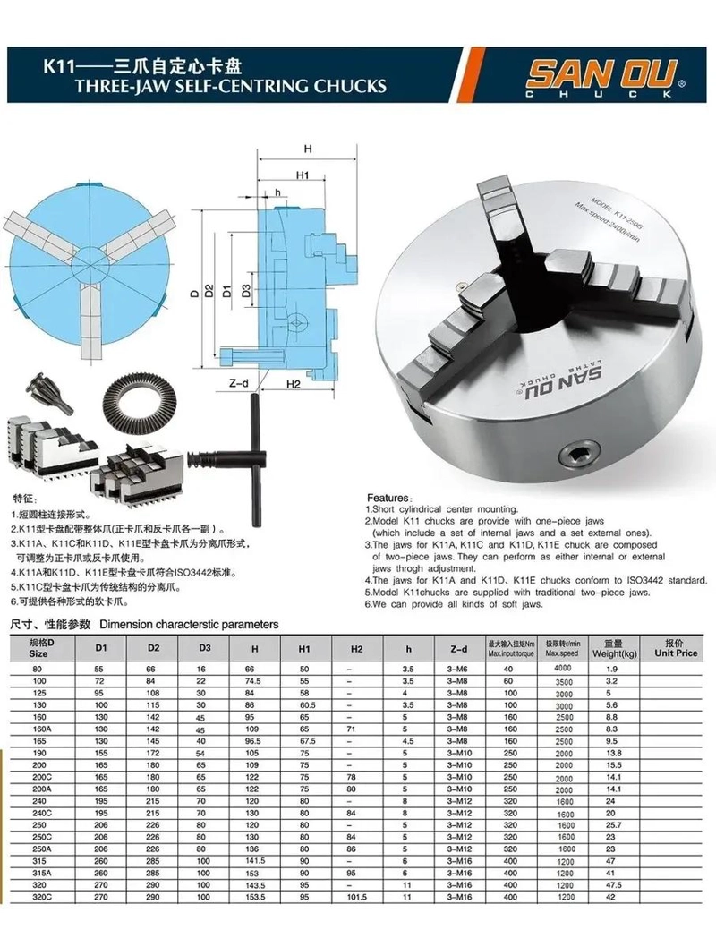 PLATO DE TORNO UNIVERSAL 160 MM 3 GARRAS K11-160 - 5
