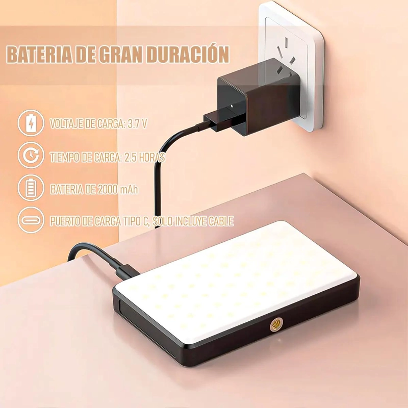 LUZ LED RECARGABLE 90 LEDS PARA SELFIES Y VIDEO - 5
