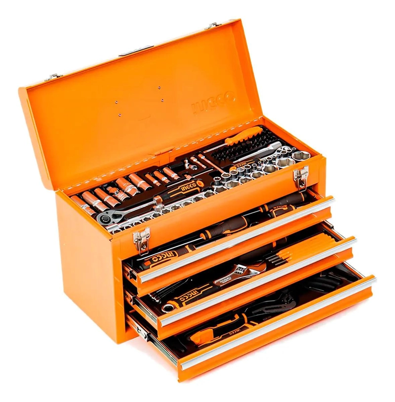 CAJA METALICA CON JUEGO DE HERRAMIENTAS 132 PIEZAS - 1