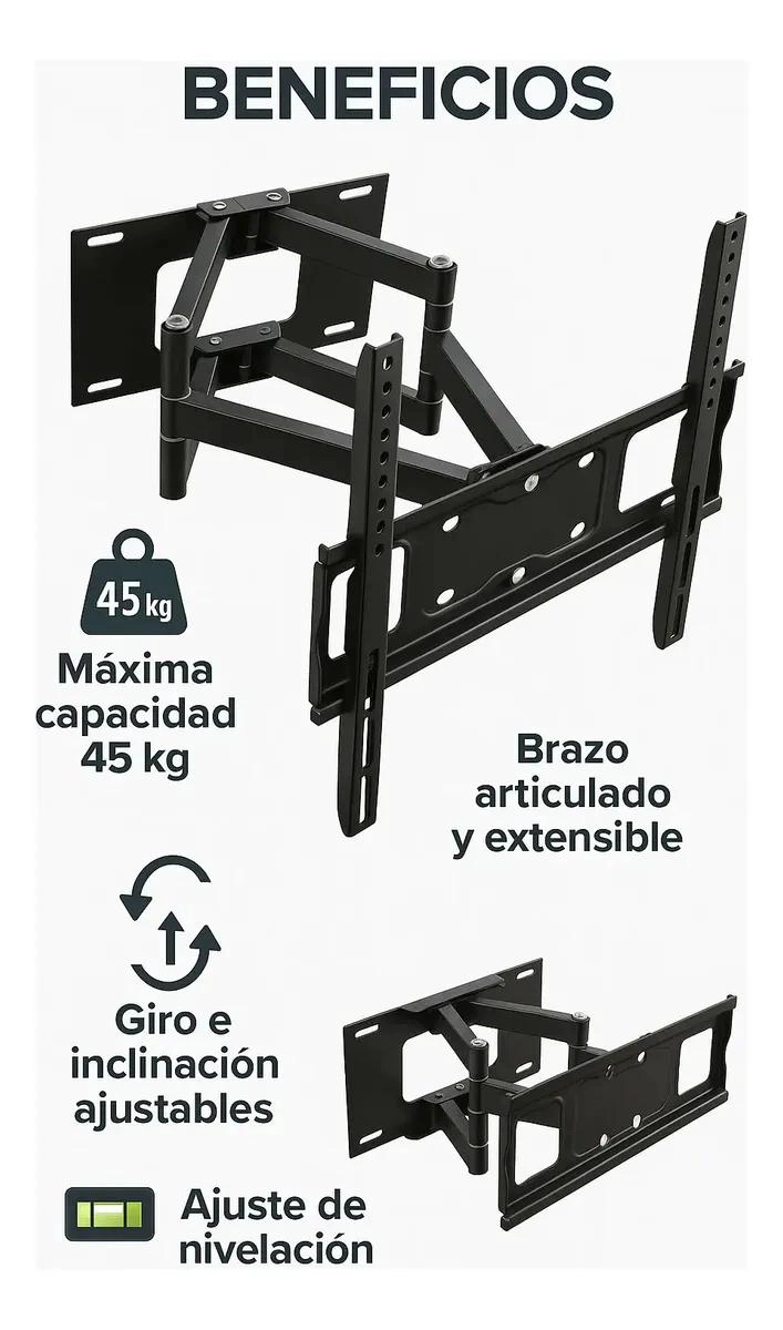 SOPORTE DE PARED ARTICULADO DOBLE BRAZO PARA TV 32-70' - 4