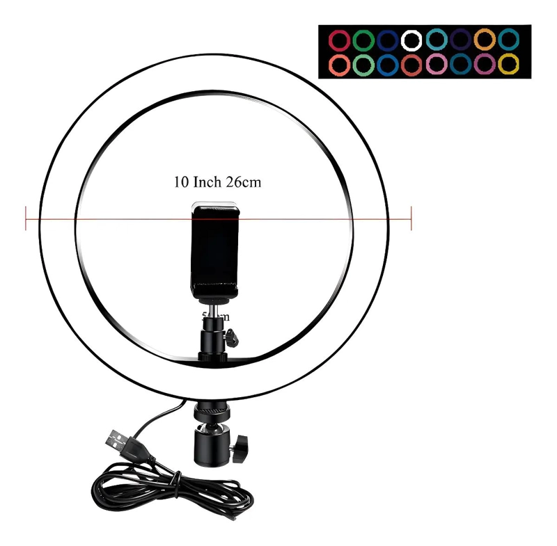 ARO DE LUZ RGB MULTICOLOR 26 CM CON TRIPODE AJUSTABLE - 2