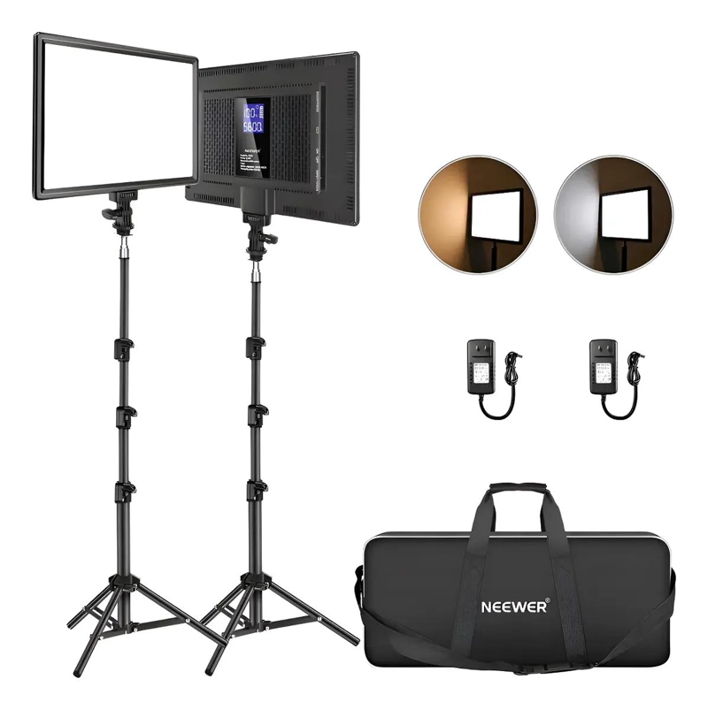 KIT DE LUZ LED PARA VIDEO CON BATERIA, TRIPODE Y BOLSA - 1