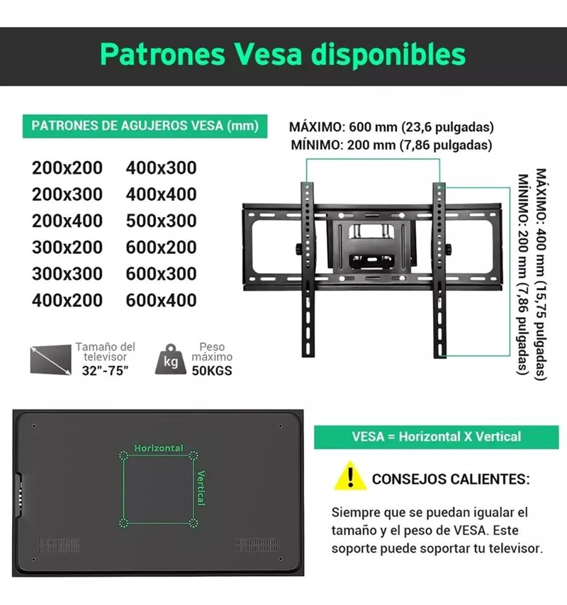 SOPORTE DE PARED UNIVERSAL PARA TV 32 A 70 PULGADAS - 5