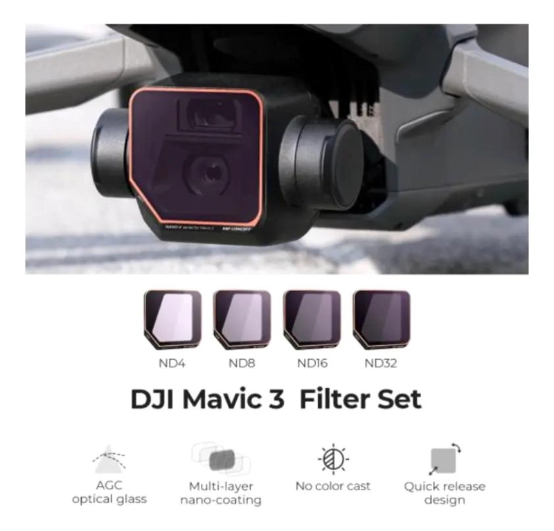 SET DE FILTROS ND4, ND8, ND16 Y ND32 PARA DRONE MAVIC 3 - 4