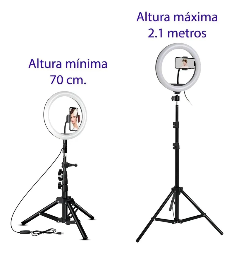 ARO DE LUZ LED 31 CM CON TRIPODE 2.1 M Y CONTROL DE COLOR - 5