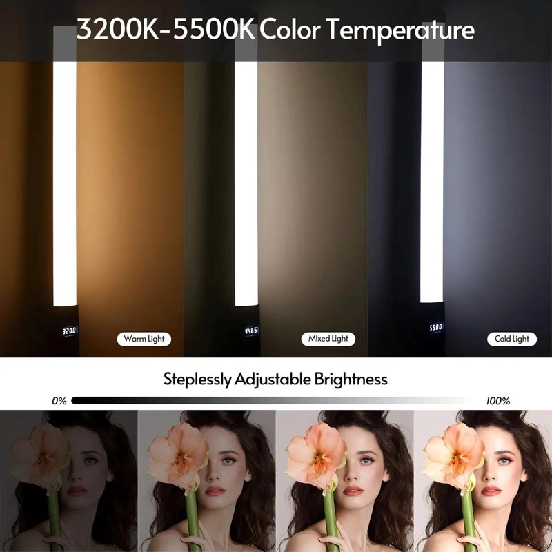 TUBO LUZ LED PORTATIL RGB 3200K-5500K PARA VIDEO - 2