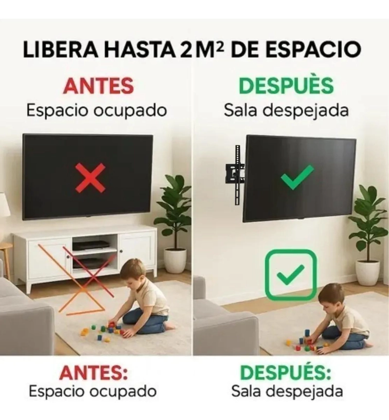 SOPORTE DE PARED FIJO Y RECLINABLE PARA TV 23-65' - 2