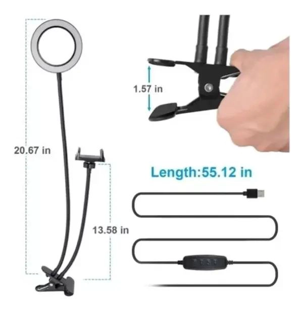 SOPORTE PARA CELULAR CON ARO DE LUZ Y CONTROL AJUSTABLE - 3