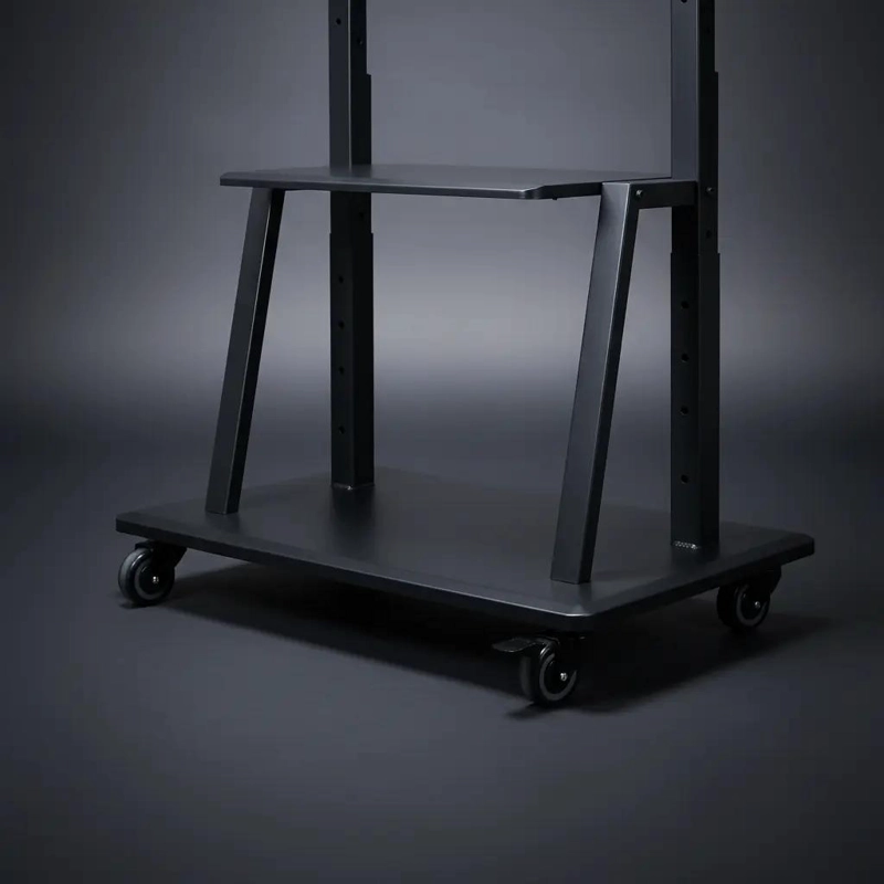 SOPORTE MOVIL PARA TV CON RUEDAS Y ESTANTES AJUSTABLES - 4