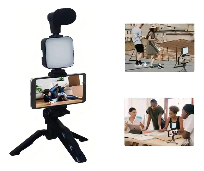 KIT COMPLETO PARA STREAMING CON TRIPODE, LUZ Y MICROFONO - 4