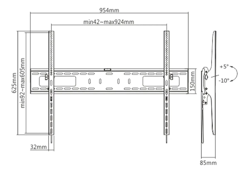 SOPORTE UNIVERSAL REGULABLE PARA TV 55 A 100 PULGADAS - 2