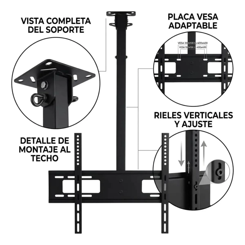 SOPORTE DE TECHO PARA TV 32 A 75 PULGADAS 360° 68KG - 3